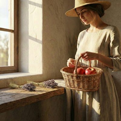 Cesto de mimbre ovalado