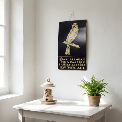 Antiguo cartel alimento para canarios