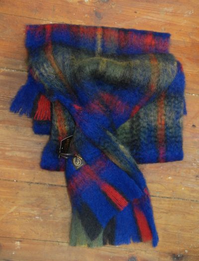 Blue tartan mohair scarf
