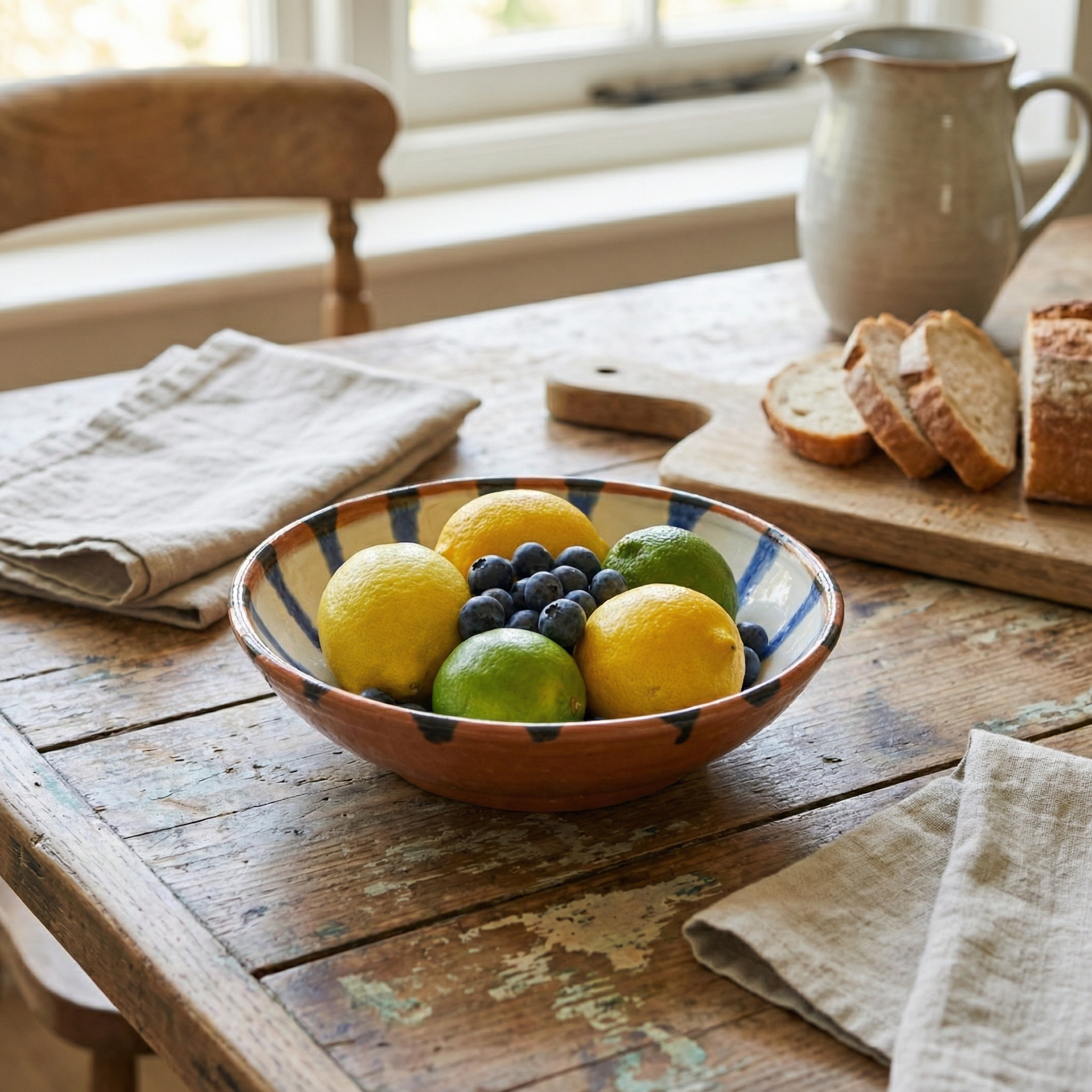 Cuenco cerámica rayas azules - Imagen 3