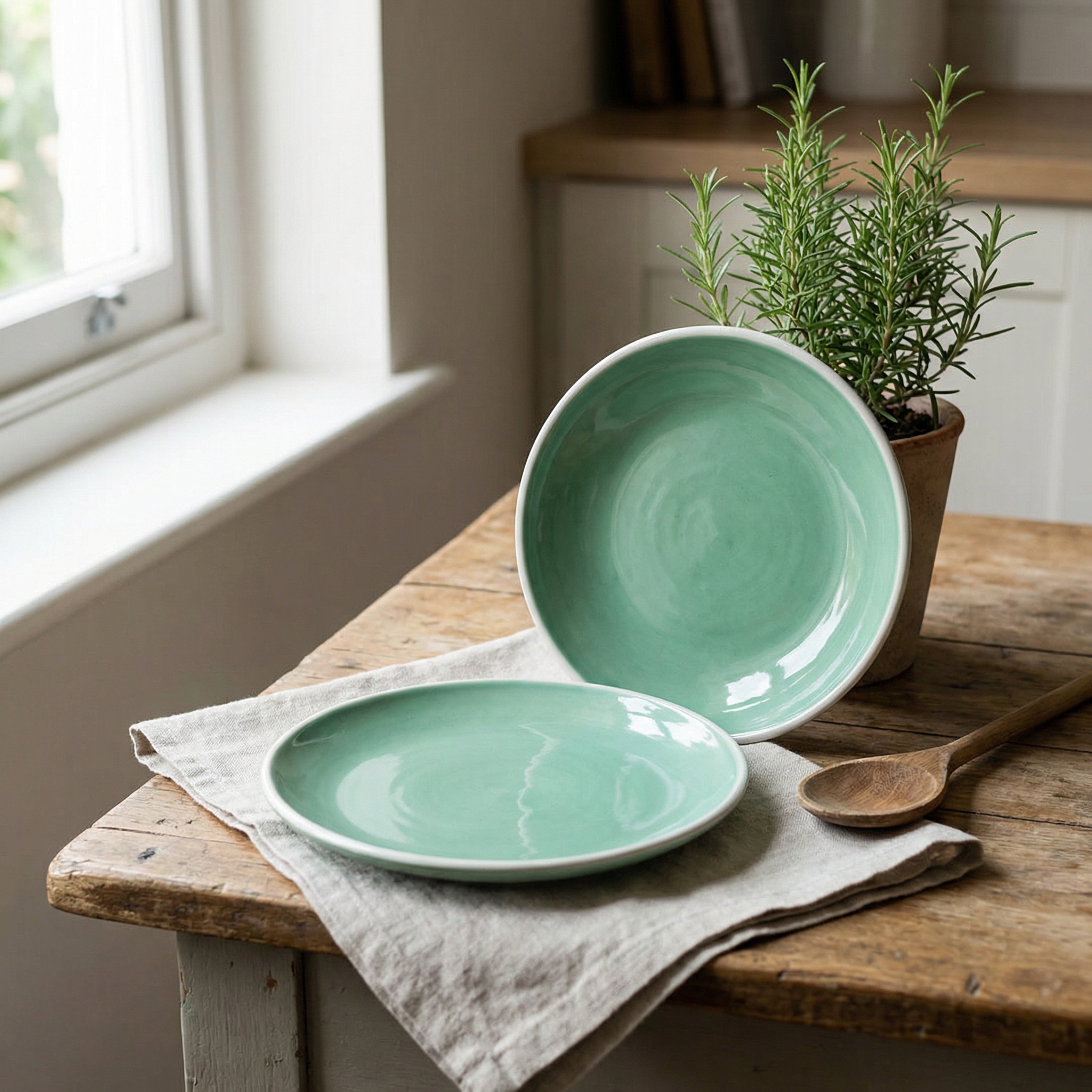 Plato cerámica verde