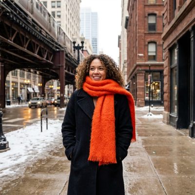 Foulard mohair rojo anaranjado