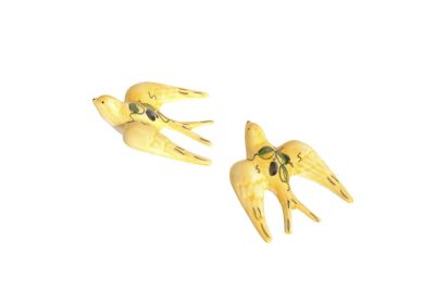 Pair of decorated ceramic swallows