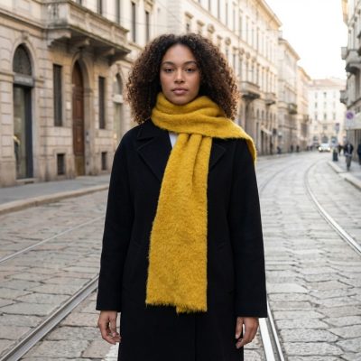 Foulard mohair ocre