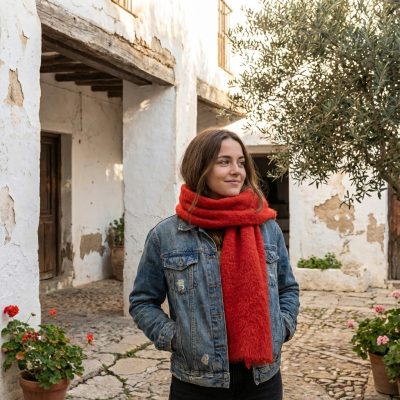 Foulard mohair rojo Ezcaray