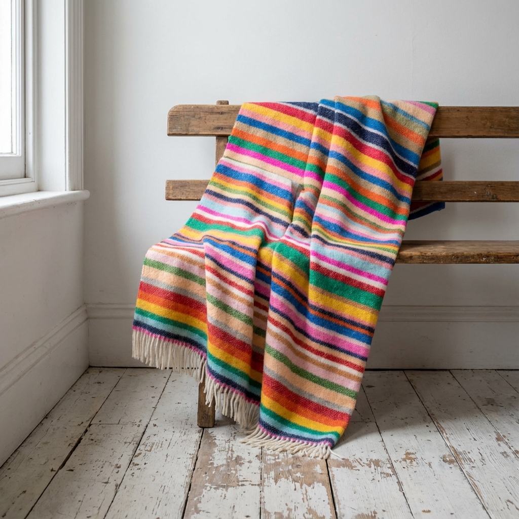 Manta de lana colorines Val de San Lorenzo