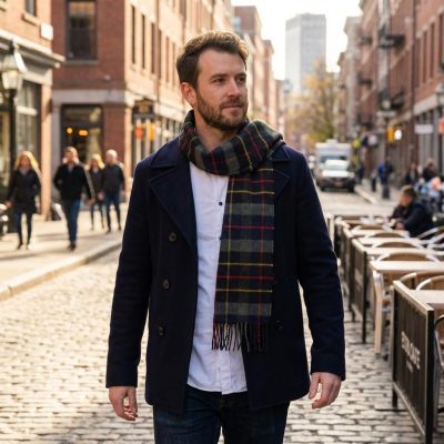 Bufanda lana merina cuadro escocés