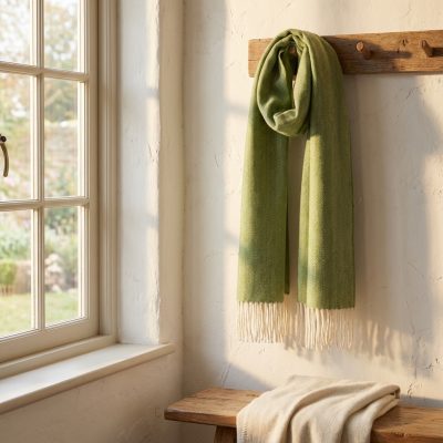 Bufanda lana merino verde lima