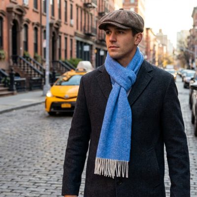 Bufanda lana merino añil