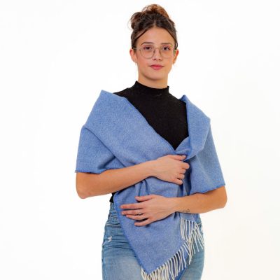 Bufanda lana merina extrafina azul
