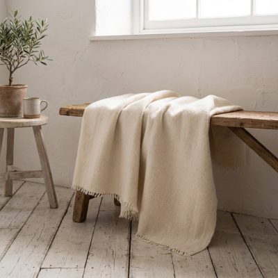 Manta lana arcoiris gris