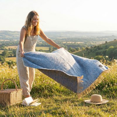 Manta Ezcaray cocó color azul