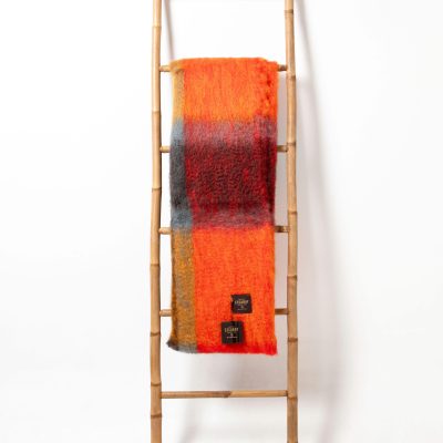 Manta Mohair Ezcaray cuadros naranja