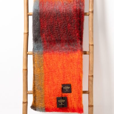 Manta Mohair Ezcaray cuadros naranja