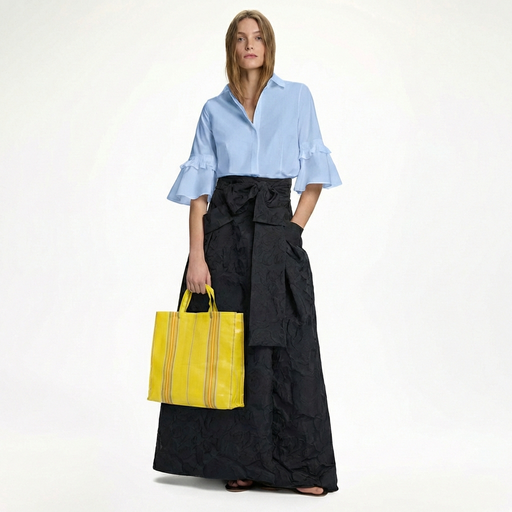 Bolso de la compra vintage asa de tela, color amarillo