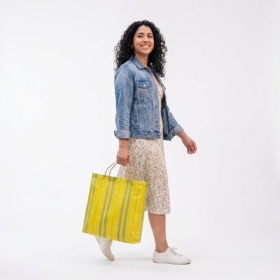 Bolsa de la compra retro vintage amarilla