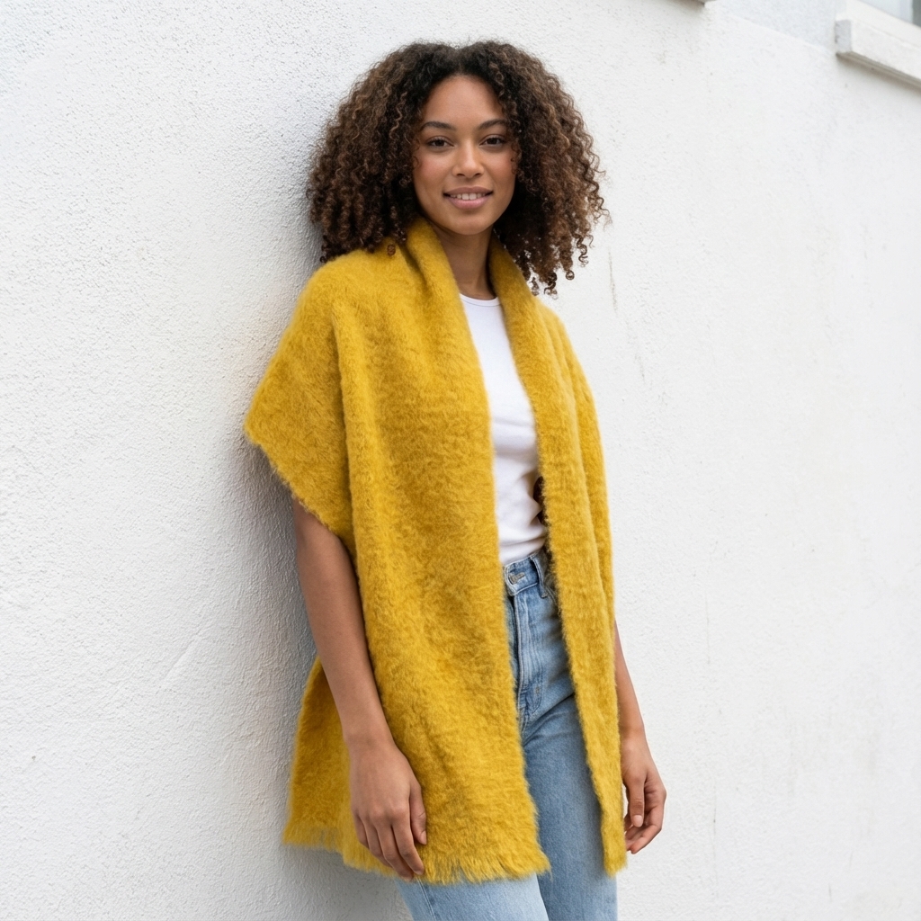 Bufanda mohair color ocre