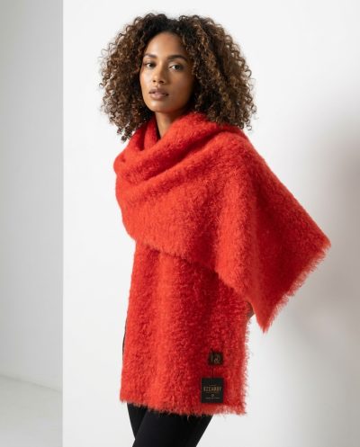 Bufanda mohair rojo anaranjado