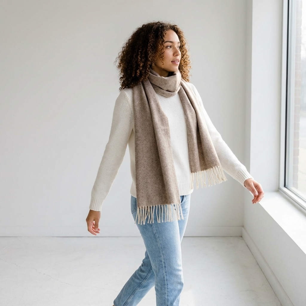 Bufanda lana merina marrón