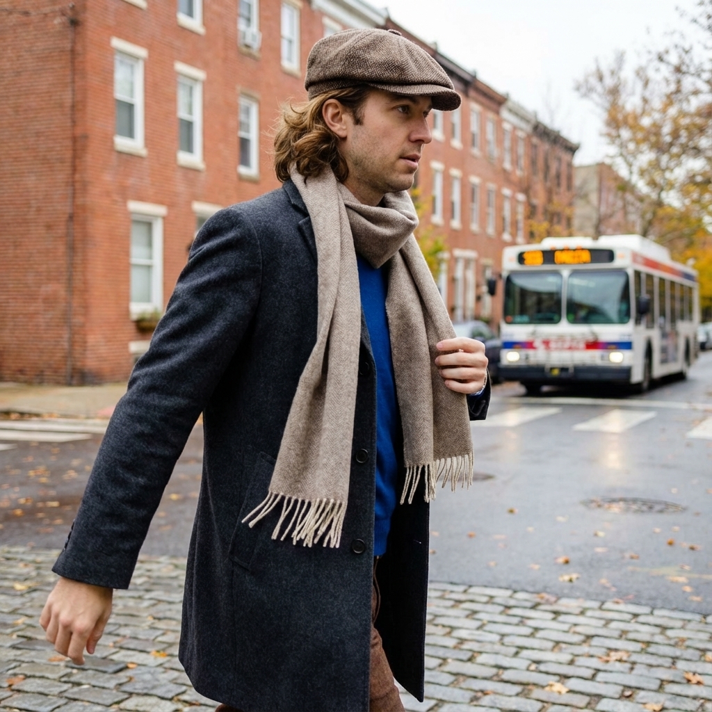 Bufanda lana merina marrón - Imagen 3