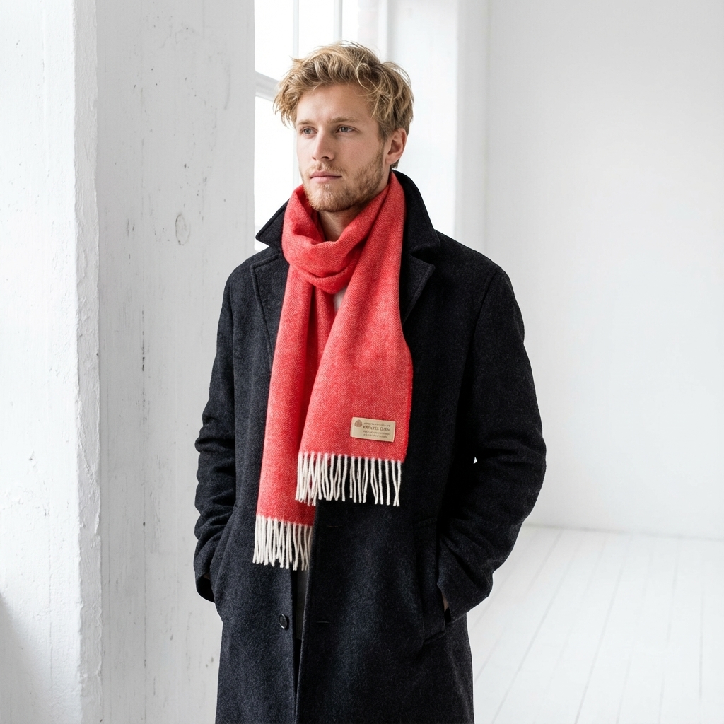 Bufanda lana merina roja