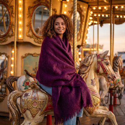 Manta mohair color morado