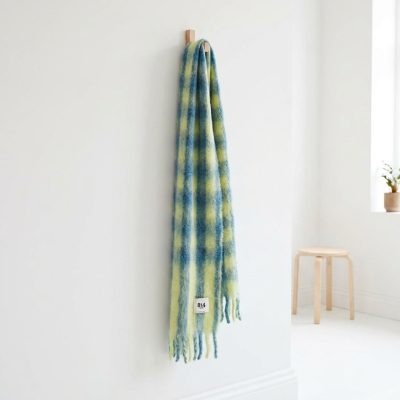 Blue and yellow gingham mohair scarf