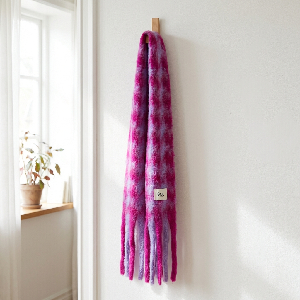 Bufanda mohair pata de gallo lila