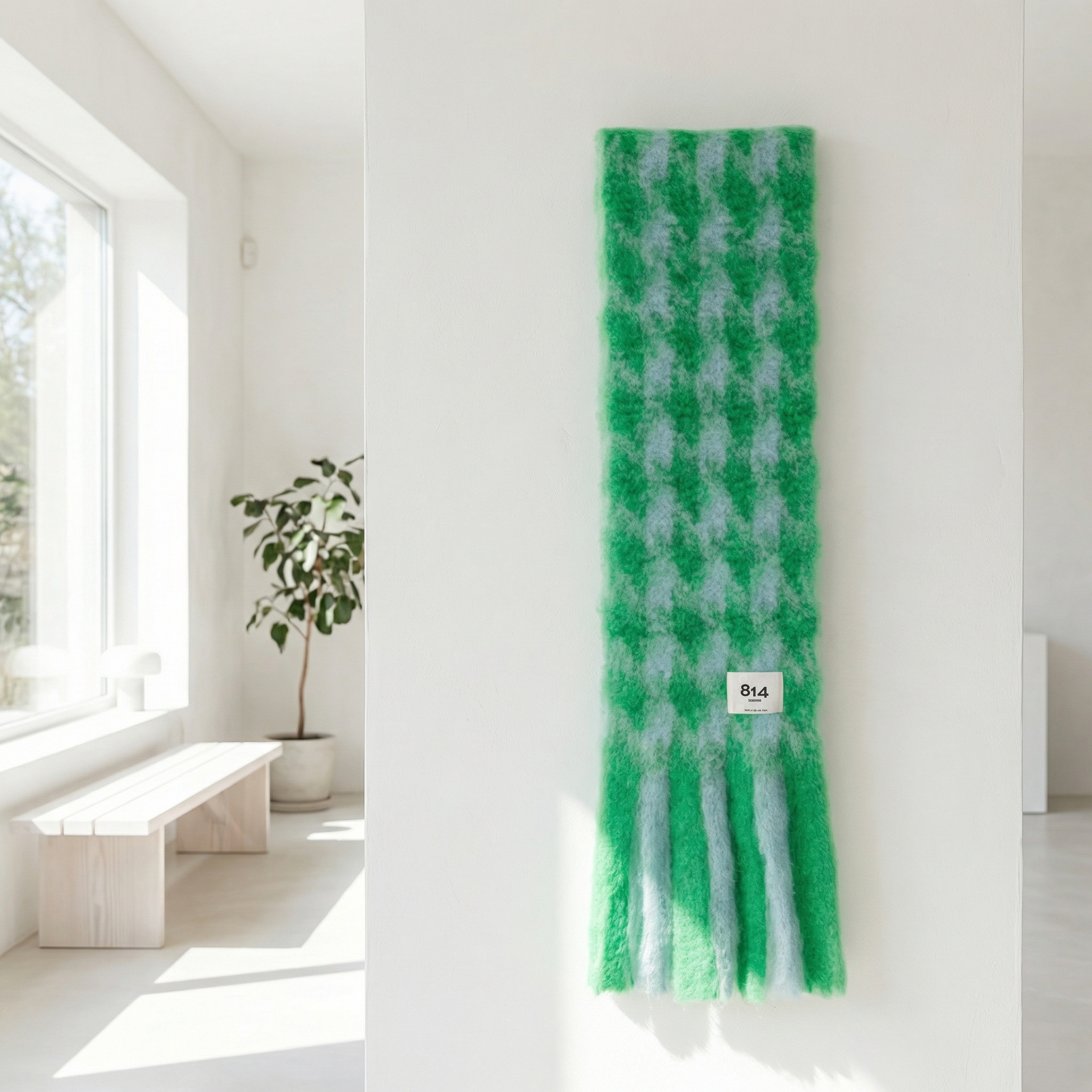 Bufanda mohair pata de gallo verde y azul