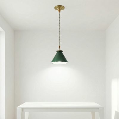 Lámpara cónica de techo opalina verde Art Decó