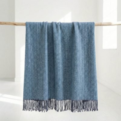 Manta Lana Merino Australiano Extrafino celeste