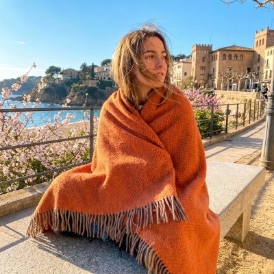 Manta Lana Merino Australiano Extrafino naranja