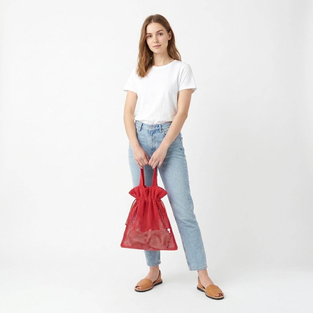 Bolso Vintage Red Cierre Fruncido Cordón color rojo
