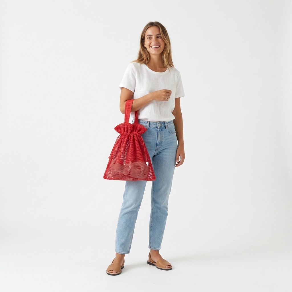 Bolso Vintage Red Cierre Fruncido Cordón color rojo