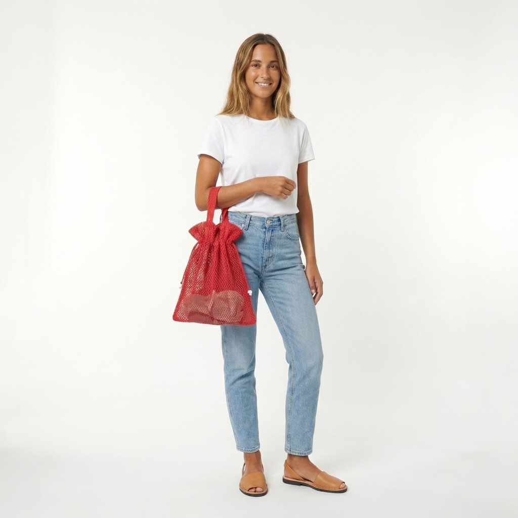 Bolso Vintage Red Cierre Fruncido Cordón color rojo