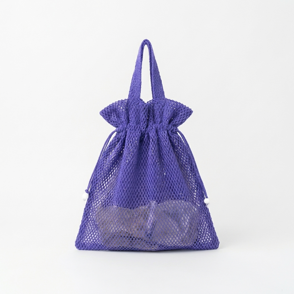 Bolso Vintage Red Cierre Fruncido Cordón color violeta