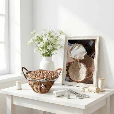 Costurero de Mimbre con dos asas