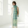 Bufanda mohair cuadros vichy azul – amarillo