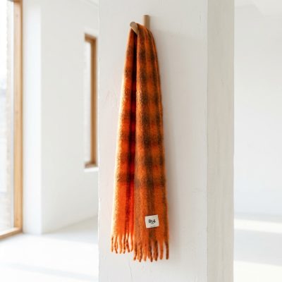Orange gingham mohair scarf – terracotta