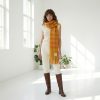 Bufanda mohair cuadros vichy ocre – naranja