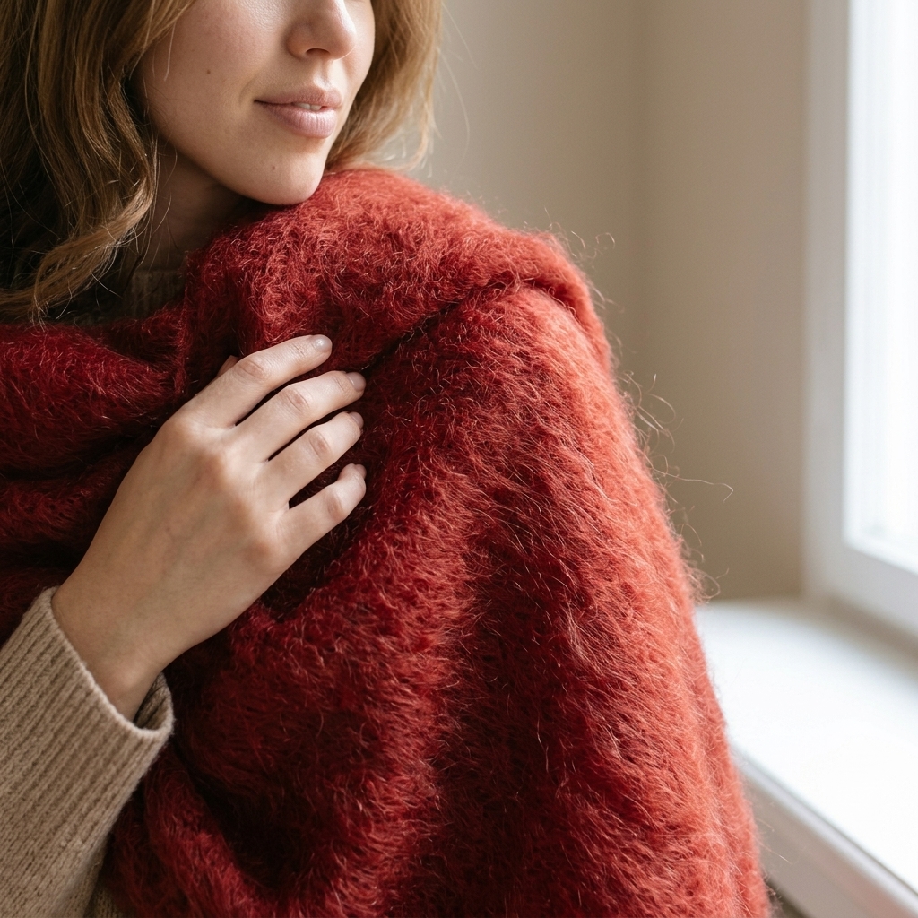 Echarpe Mohair Rojo Cereza - Imagen 2
