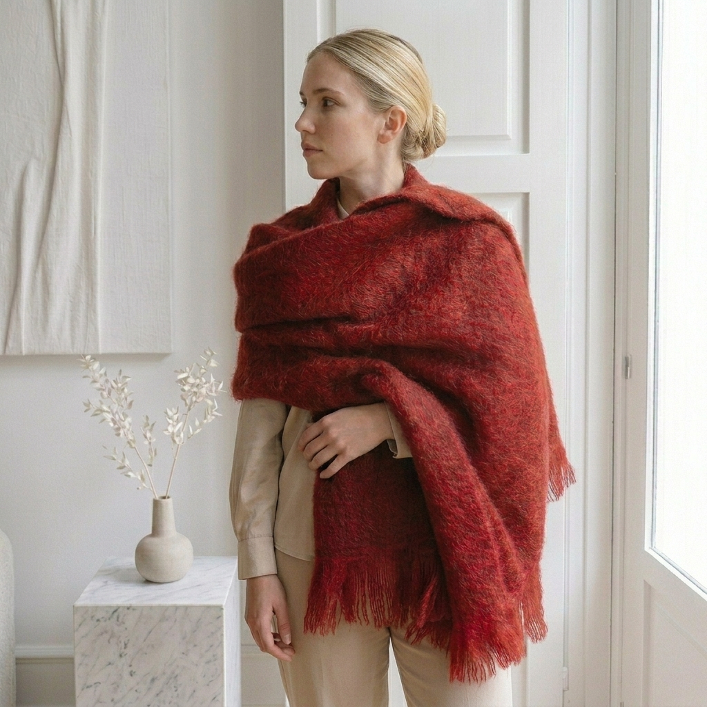 Echarpe Mohair Rojo Cereza - Imagen 3