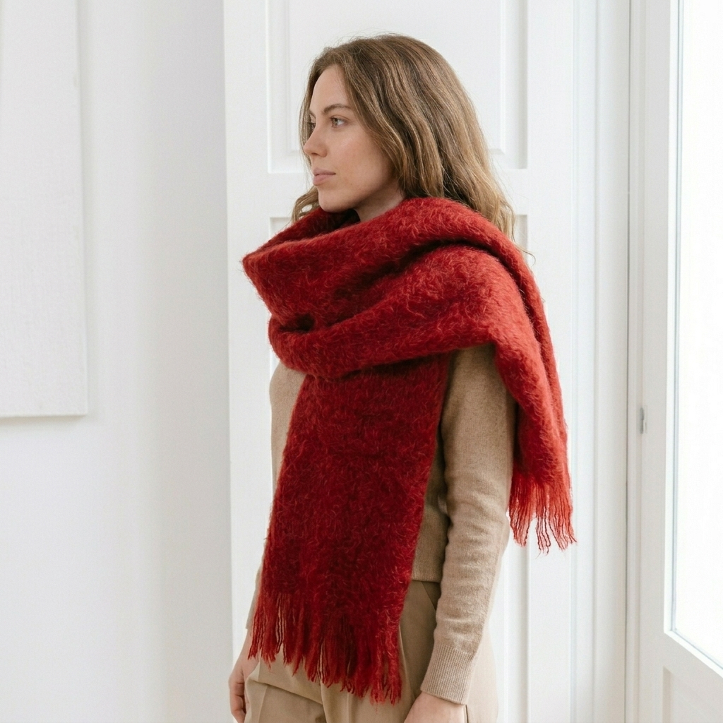 Echarpe Mohair Rojo Cereza - Imagen 5