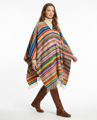 Poncho Lana Virgen 100% Arcoíris colorines