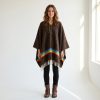 Poncho Lana Virgen 100% Arcoíris marrón