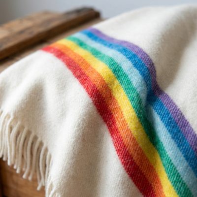 Textura poncho lana Arcoíris blanco