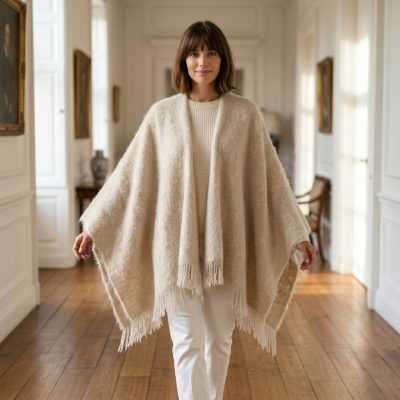 Poncho Mohair Ezcaray Beige