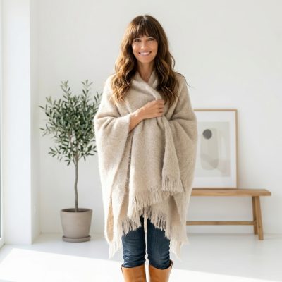 Poncho Mohair Ezcaray Beige
