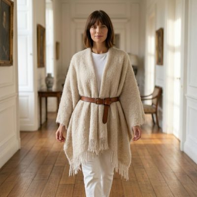 Poncho Mohair Ezcaray Beige