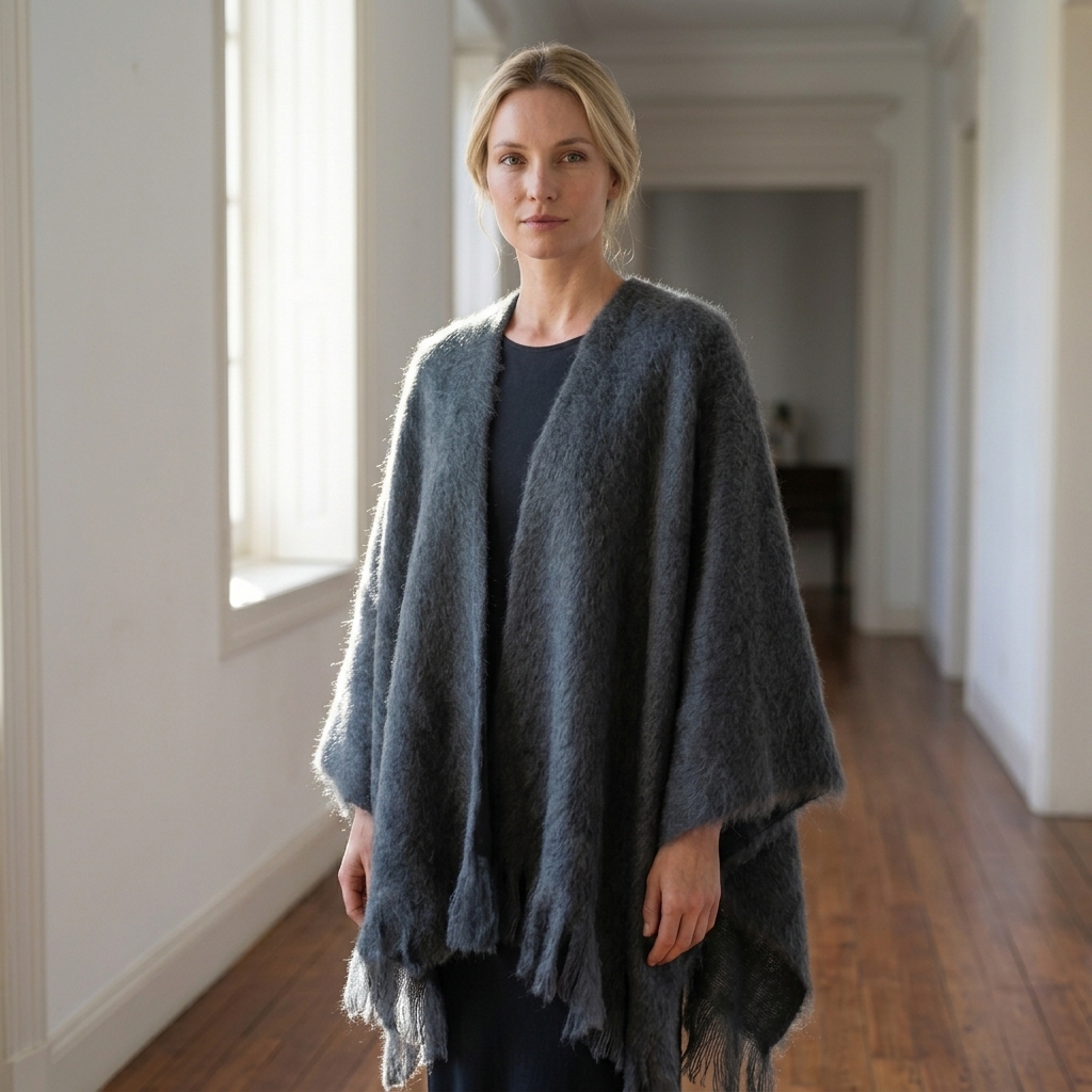 Poncho Mohair Ezcaray Gris